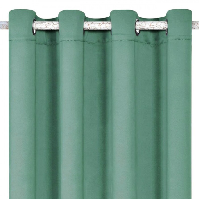 Draperie Decorativă, Model cu Inele, Culoare Verde Mentă, Material Poliester, Dimensiuni 140x260cm