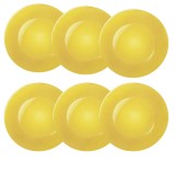Set 6 farfurii elegante din sticla Pufo Luxury pentru desert, aperitive, 31 cm, galben