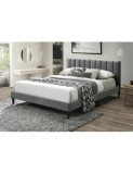 Pat dublu KL Amalia, tapitat cu catifea, somiera inclusa, structura lemn masiv, 160x200 cm, gri