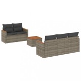 Set mobilier gradina cu perne, 6 piese, gri, poliratan