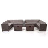 Set Mobilier Gradina Colt City Large 10 Persoane, Ratan Sintetic, Maro, Rezistent Intemperii