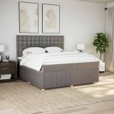 Cumpara ieftin Pat box spring cu saltea, gri taupe, 200x200 cm, textil
