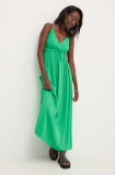 Answear Lab rochie din bumbac culoarea verde, maxi, evazati