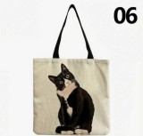 Cumpara ieftin Tote bag cu model pisica 06 , 100% linen, 40x38 cm