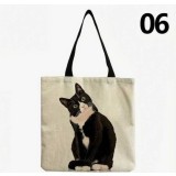 Tote bag cu model pisica 06 , 100% linen, 40x38 cm