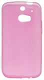 Husa silicon ultraslim roz transparent pentru HTC One (M8)