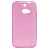 Husa silicon ultraslim roz transparent pentru HTC One (M8)