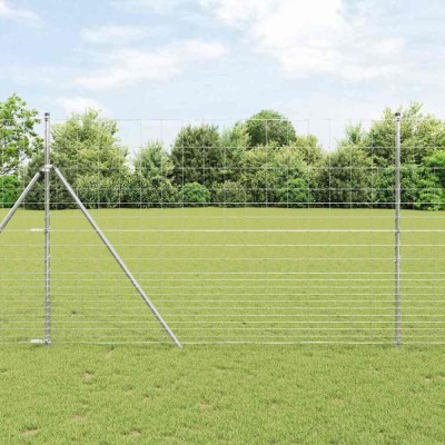 Gard pentru c&amp;acirc;mp Argintiu 25 x 1.6 m Oțel galvanizat foto