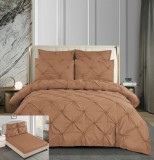 Cumpara ieftin Lenjerie Pat Finet Cu Nasturi Gemma Fl025, Bumbac, 4 Piese, Cu Elastic, Bej, Crem