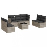 Cumpara ieftin Set mobilier de gradina cu perne, 8 piese gri deschis poliratan