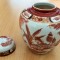 Vaza / Urna - portelan Japonia - coaja de ou - pictata manual