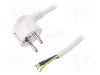 Cablu alimentare AC, 2m, 3 fire, culoare alb, cabluri, CEE 7/7 (E/F) &amp;#351;tecar in unghi, SCHUKO mufa, PLASTROL - W-98007