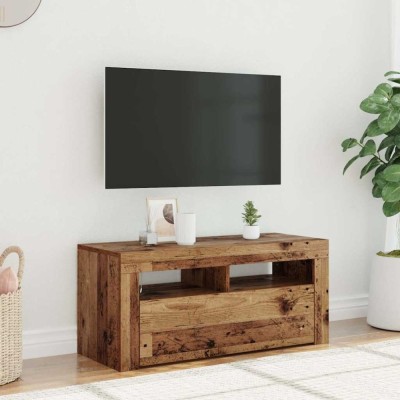 vidaXL Dulap TV cu lumini LED lemn vechi 90x35x40 cm lemn prelucrat 856321 foto
