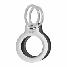 Set 2 Suporturi cu Inel pentru Chei Belkin, Compatibil AirTag, Negru/Alb