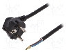 Cablu alimentare AC, 10m, 3 fire, culoare negru, cabluri, CEE 7/7 (E/F) &amp;#351;tecar in unghi, SCHUKO mufa, PLASTROL - W-98437