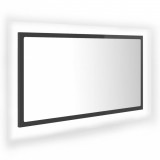 Oglindă de baie cu LED, gri extralucios, 80x8,5x37 cm, vidaXL