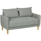 HOMCOM Canapea cu 2 Locuri, Brațe, Compartiment de Depozitare și 2 Perne, 140x72x82 cm, Gri | Aosom Romania