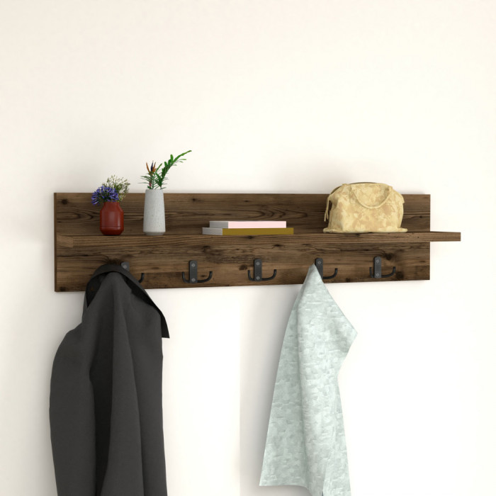 Wandgarderobe Hammar&ouml; 80x11x18cm Eichenoptik, antik [en.casa] HausGarden Leisure