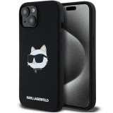 Husa MagSafe pentru Apple iPhone 15 Plus, Karl Lagerfeld, Silicone Choupette&#039;s Head, Neagra
