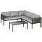 Set mobilier gradina/terasa, gri si negru, 1 masa, 3 canapele, Kayden