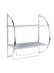 Etajera metalica cu 2 rafturi si suport de prosoape si accesorii baie, 45 x 26 x 54 cm foto