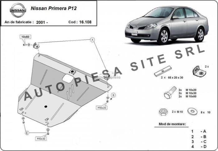 Scut metalic motor Nissan Primera fabricat incepand cu 2001 APS-16,108