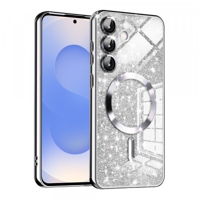 Husa MagSafe pentru Samsung Galaxy S25 S931, Techsuit, Luxury Glitter, Argintie foto