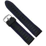 Cumpara ieftin Curea Ceas Silicon Negra Avand Cusatura Albastra 22mm C3083, Time Veranda