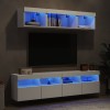 VidaXL Unități de perete TV cu LED-uri, 5 piese, alb, lemn prelucrat