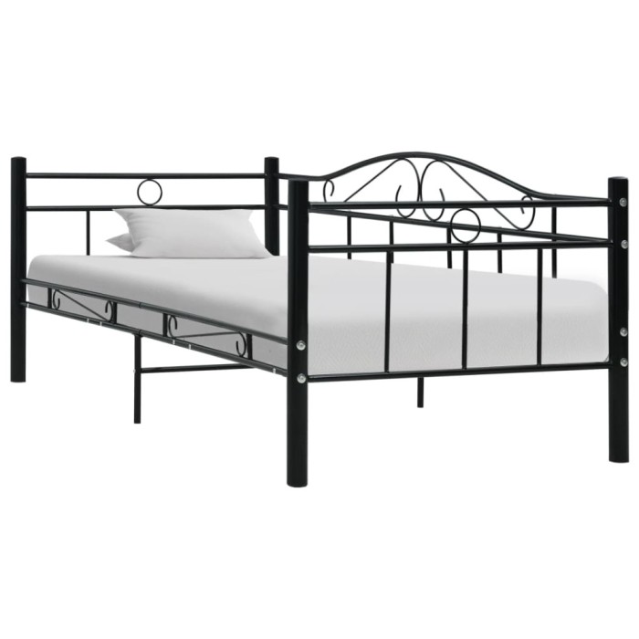 Gossi cadru pat de zi, negru, 90x200 cm, metal