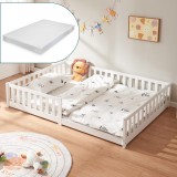 Pat copii Tanna 140x200 cm alb, cu saltea inclusa si protectie