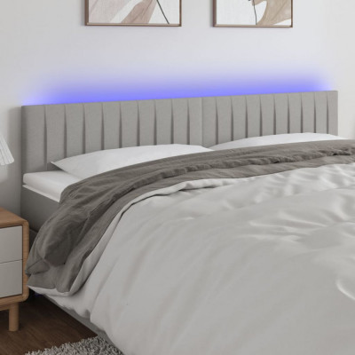 Tablie de pat cu LED, gri deschis, 160x5x78/88 cm, textil GartenMobel Dekor foto