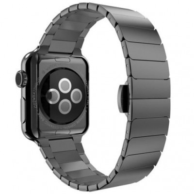 Curea iUni compatibila cu Apple Watch 1/2/3/4/5/6/7, 38mm, Link Bracelet, Otel Inoxidabil, Black foto