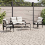 Set mobilier de gradina cu perne, 4 piese, negru, poliratan GartenMobel Dekor, vidaXL