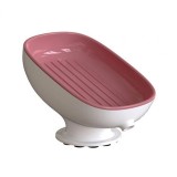 Savoniera din plastic, flippy, cu ventuza, design modern, roz
