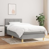 Cumpara ieftin Pat box spring cu saltea, gri deschis, 80x200 cm, textil