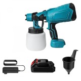 Cumpara ieftin Pistol de vopsit electric portabil, fara fir, 3 moduri de pulverizare, albastru, 1000ml, cu 1 baterie compatibila Makita 18V