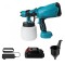 Pistol de vopsit electric portabil, fara fir, 3 moduri de pulverizare, albastru, 1000ml, cu 1 baterie compatibila Makita 18V