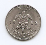 Fiji 6 Pence 1965 - Elizabeth II, Cupru-nichel, B11, 19.5 mm KM-19 (4)