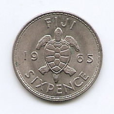 Fiji 6 Pence 1965 - Elizabeth II, Cupru-nichel, B11, 19.5 mm KM-19 (4)