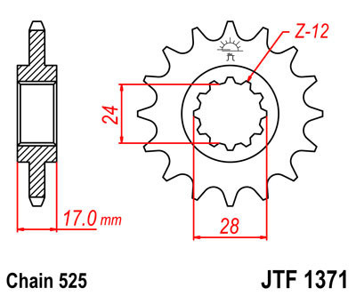 Pinion fata 15 dinti pas lant 525 - Honda CB 600 F Hornet (98-06) - S F21 Hornet S (00-04) - CBF 600 N/S (05-07) - CBR 600 F (97-98)