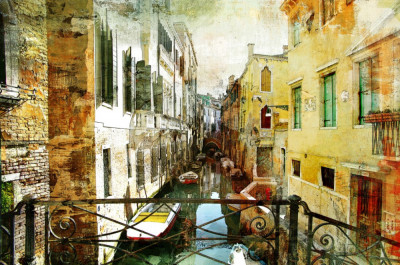 Tablou canvas Venetia, Italia, canal, barci, pictura2, 60 x 40 cm foto