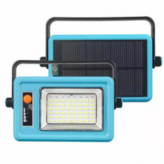 Lampa solara portabila, 56 LED-uri, 3000 LM luminozitate, suporta incarcare USB + incarcare solara - Albastru