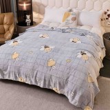 Patura pufoasa cocolino 200x230cm,gri,albinute si inimioare-F082