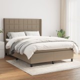 VidaXL Pat box spring cu saltea, gri taupe, 140x200 cm, textil