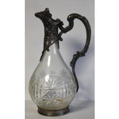 Carafa veche pentru vin - metal argintat si cristal Baccarat - Franta secol XIX - capacitate 1 litru
