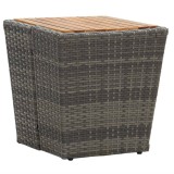 Cumpara ieftin Masă de ceai gri 41,5x41,5x43 cm poliratan lemn masiv acacia