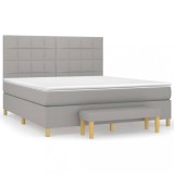 Cumpara ieftin Pat continental, gri deschis, 180x200 cm, material textil