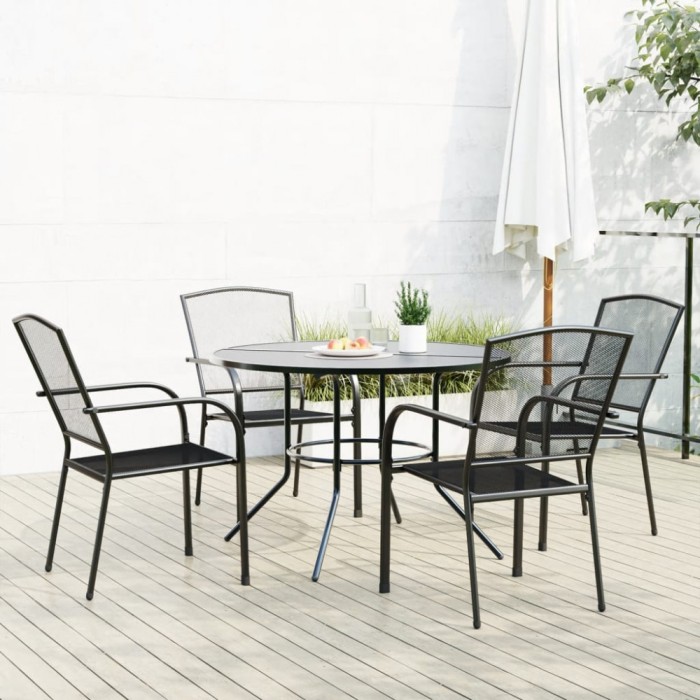 vidaXL Set scaune de grădină stivuibile, 5 buc., antracit, oțel vopsit 3283758