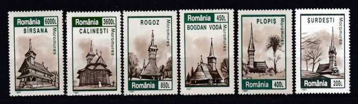 ROMANIA 1997 LP 1430 BISERICI DIN LEMN DIN MARAMURES SERIE MNH